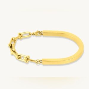 Modern 18k Gold Plated Link Bracelet – Luxury Geometric Chain Bangle
